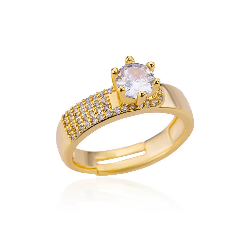 Blue Zircon Crown Rings for Women Stainless Steel Gold Color Adjustable Crown Ring 2025 Trend Design Female Wedding Jewerly Gift