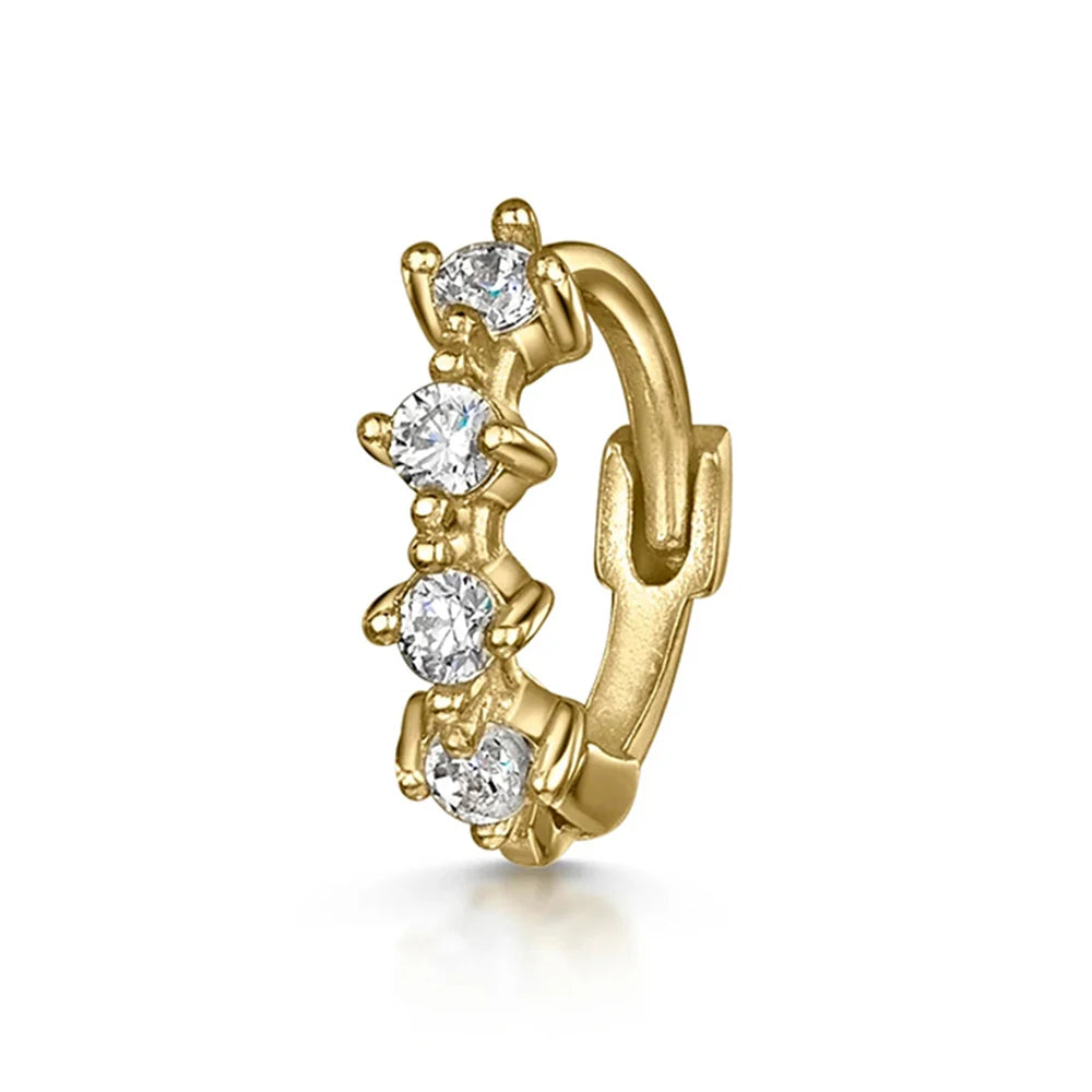 Piercing Aretes Earlobe Buckle 925 Sterling Silver White Zircon Cartilage Stud Earrings for Woman Girl Pendientes Mujer Jewerly