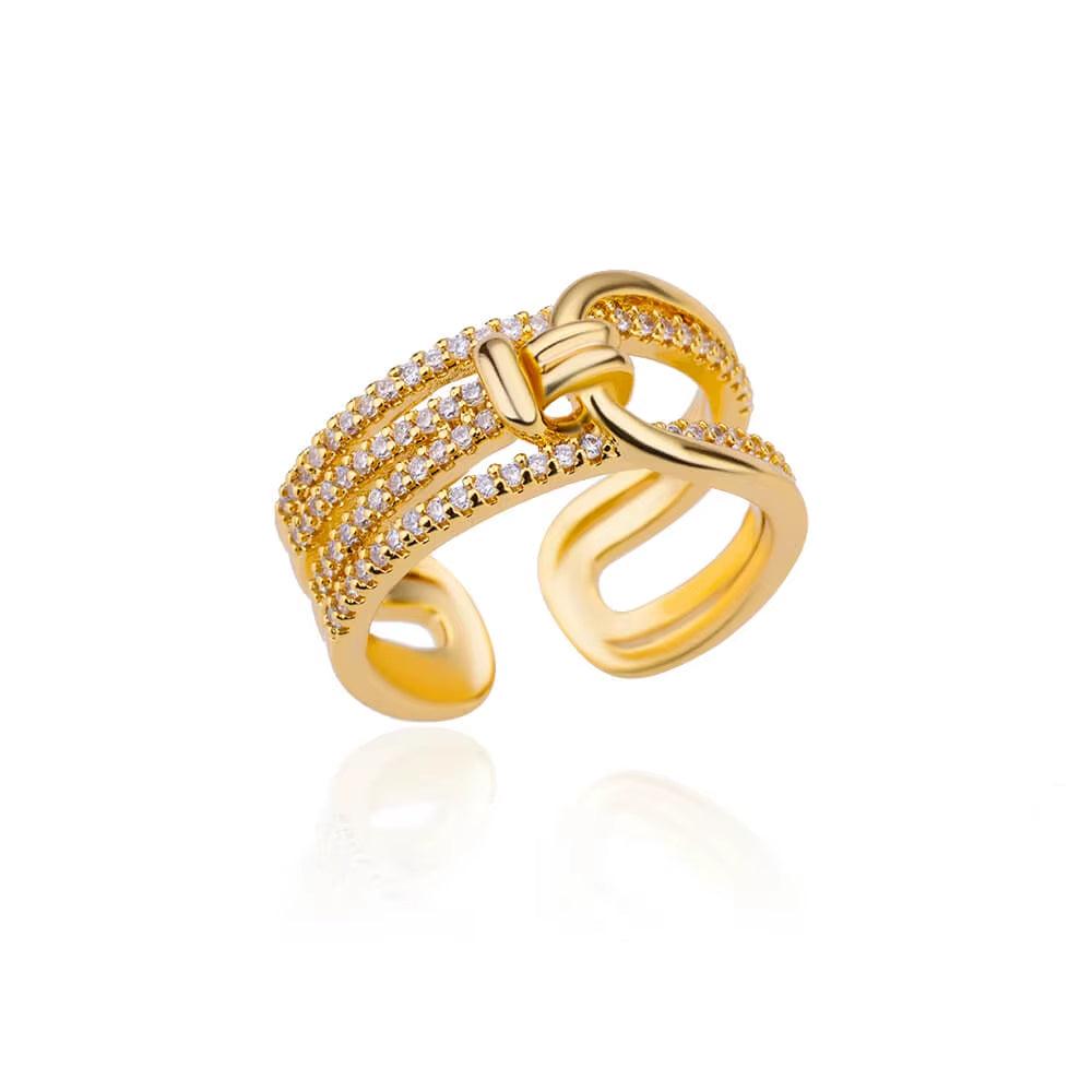 Blue Zircon Crown Rings for Women Stainless Steel Gold Color Adjustable Crown Ring 2025 Trend Design Female Wedding Jewerly Gift