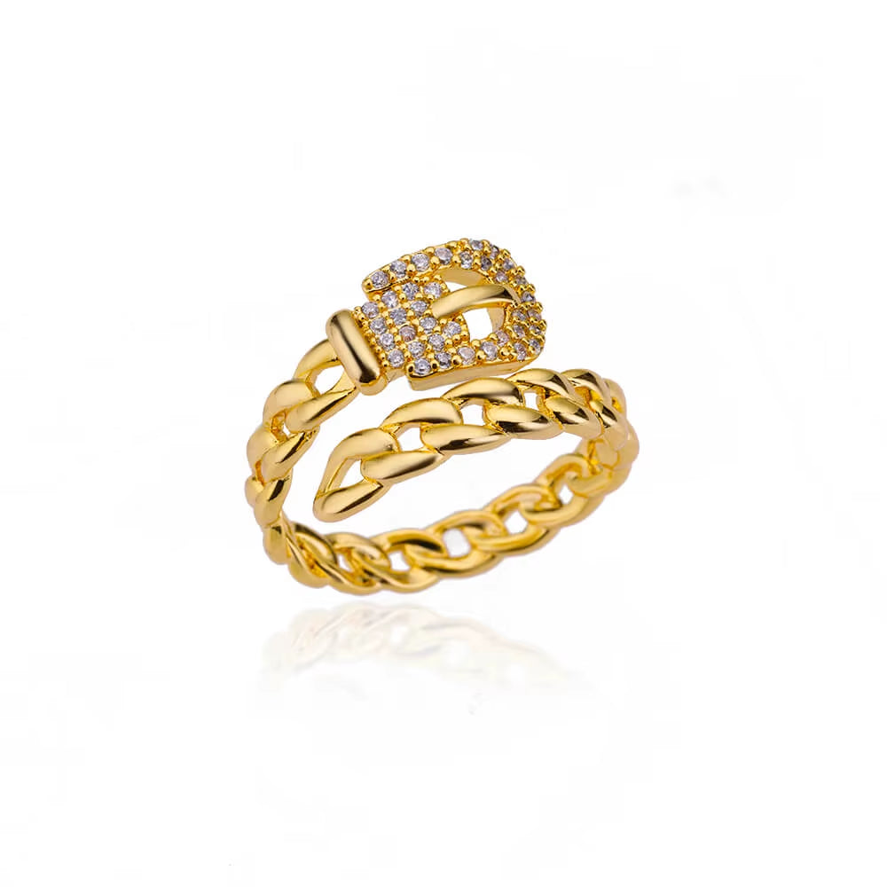 Blue Zircon Crown Rings for Women Stainless Steel Gold Color Adjustable Crown Ring 2025 Trend Design Female Wedding Jewerly Gift