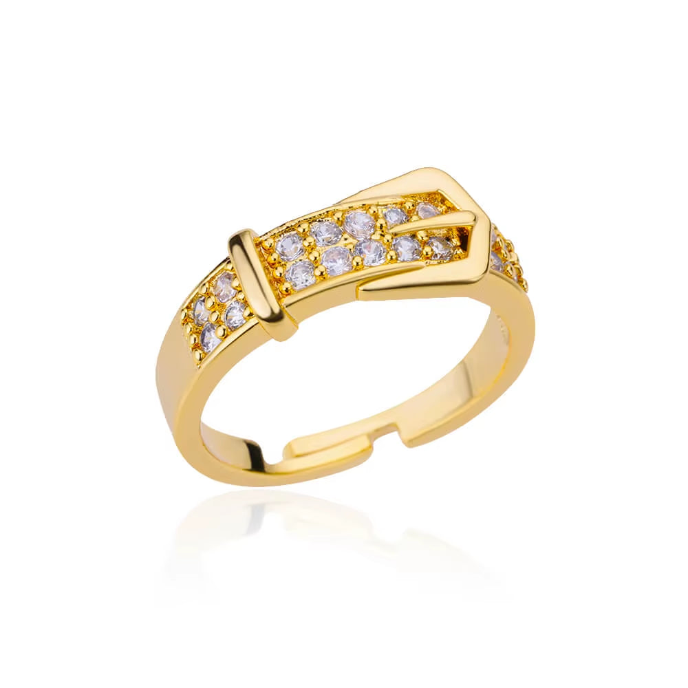 Blue Zircon Crown Rings for Women Stainless Steel Gold Color Adjustable Crown Ring 2025 Trend Design Female Wedding Jewerly Gift