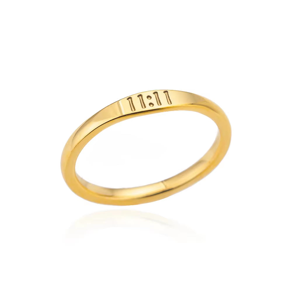 Lucky 11:11 Angel Number Rings for Women Stainless Steel Finger Ring Vintage Wedding Aesthetic Jewerly Gift Anillos Mujer