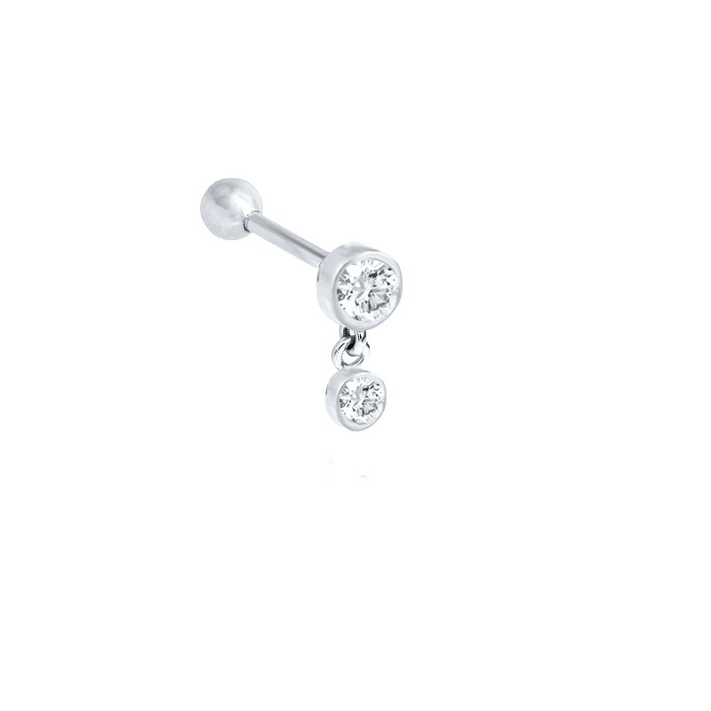 Piercing Aretes Earlobe Buckle 925 Sterling Silver White Zircon Cartilage Stud Earrings for Woman Girl Pendientes Mujer Jewerly