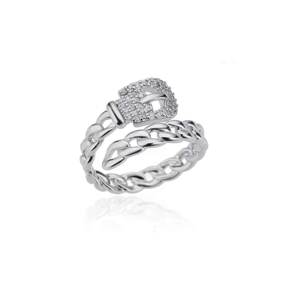 Blue Zircon Crown Rings for Women Stainless Steel Gold Color Adjustable Crown Ring 2025 Trend Design Female Wedding Jewerly Gift