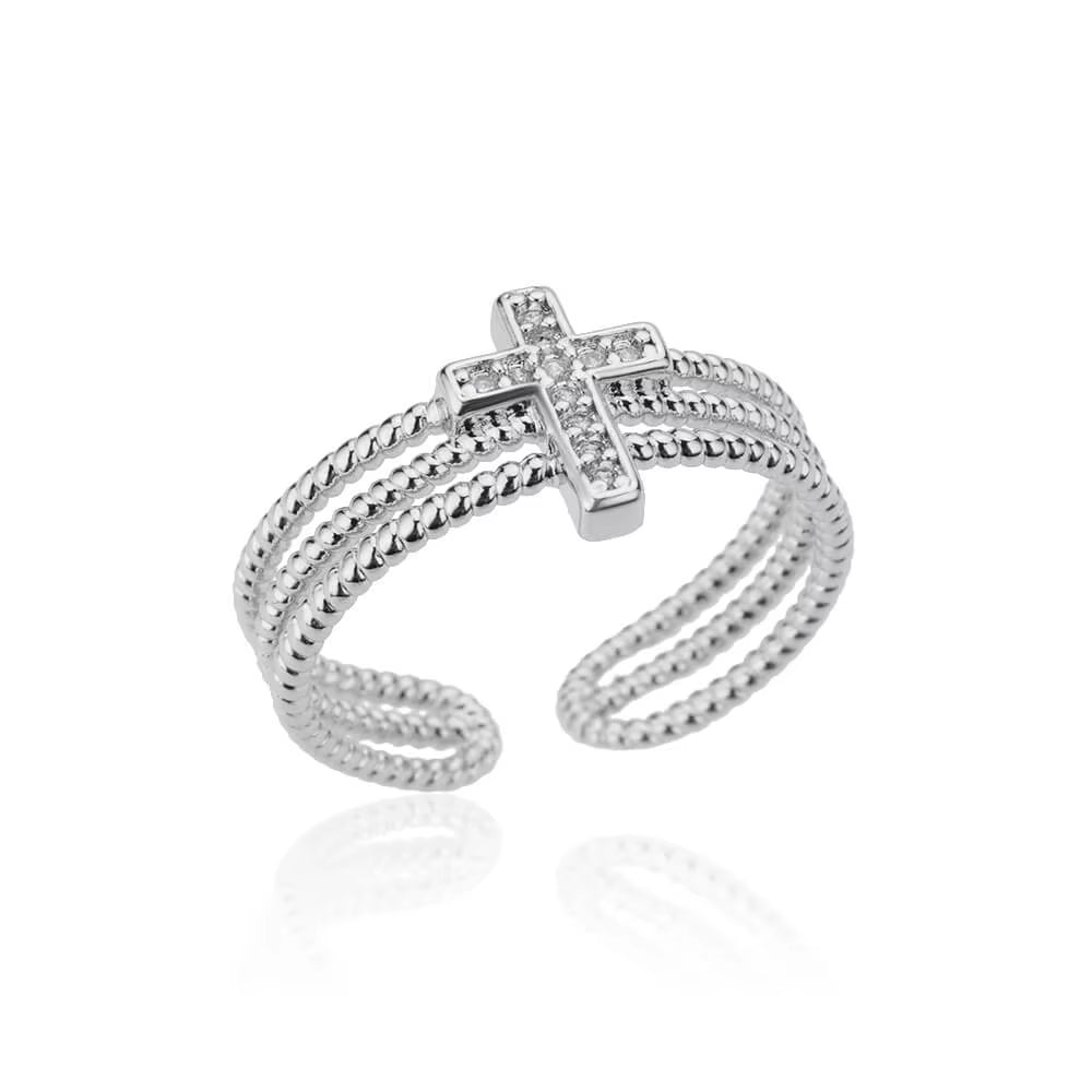 Blue Zircon Crown Rings for Women Stainless Steel Gold Color Adjustable Crown Ring 2025 Trend Design Female Wedding Jewerly Gift
