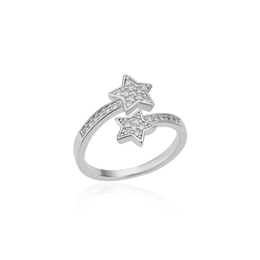 Blue Zircon Crown Rings for Women Stainless Steel Gold Color Adjustable Crown Ring 2025 Trend Design Female Wedding Jewerly Gift
