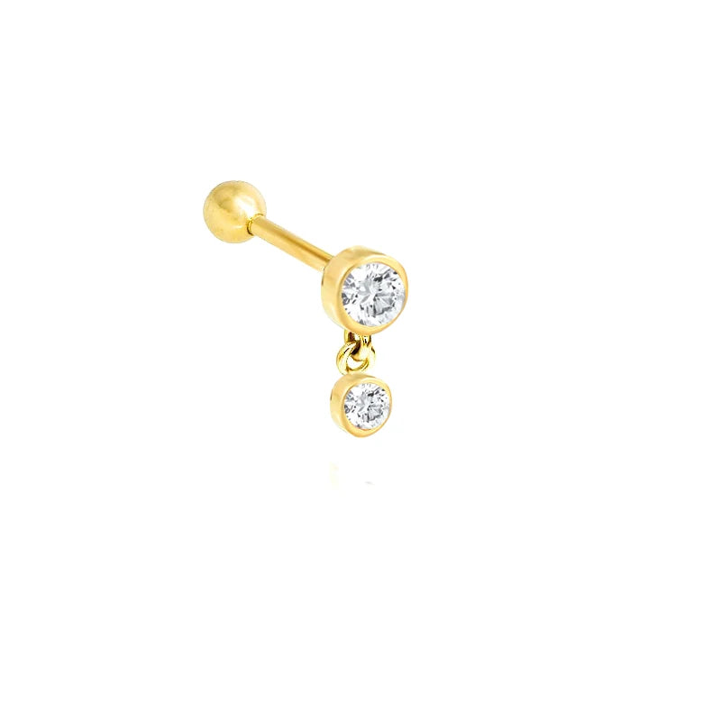 Piercing Aretes Earlobe Buckle 925 Sterling Silver White Zircon Cartilage Stud Earrings for Woman Girl Pendientes Mujer Jewerly
