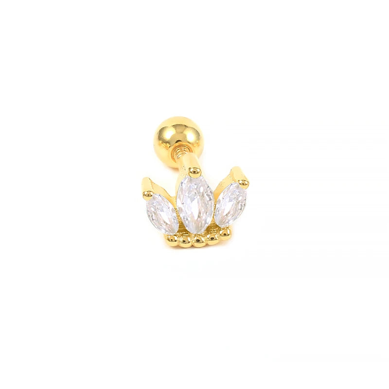 Piercing Aretes Earlobe Buckle 925 Sterling Silver White Zircon Cartilage Stud Earrings for Woman Girl Pendientes Mujer Jewerly