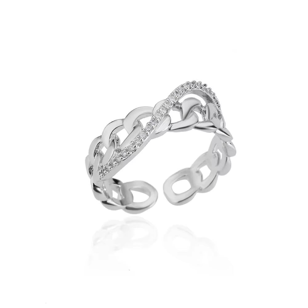 Blue Zircon Crown Rings for Women Stainless Steel Gold Color Adjustable Crown Ring 2025 Trend Design Female Wedding Jewerly Gift