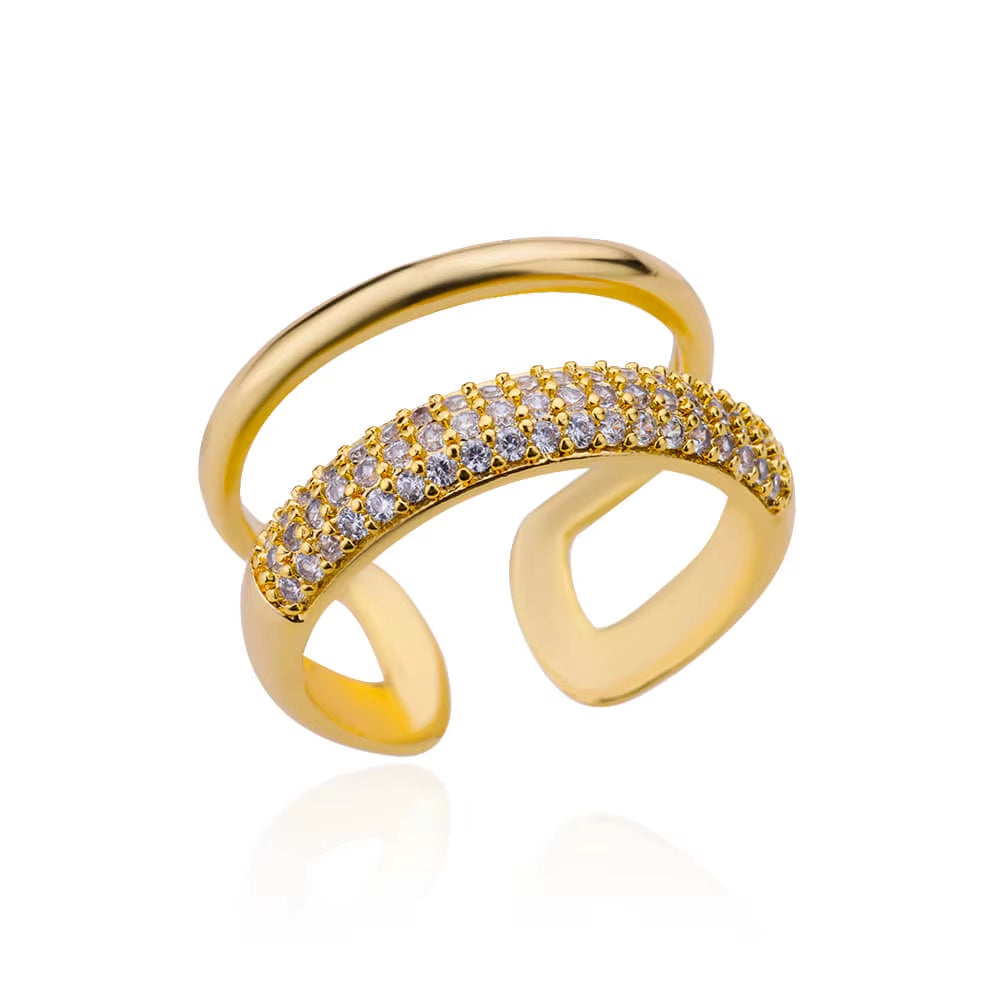 Blue Zircon Crown Rings for Women Stainless Steel Gold Color Adjustable Crown Ring 2025 Trend Design Female Wedding Jewerly Gift