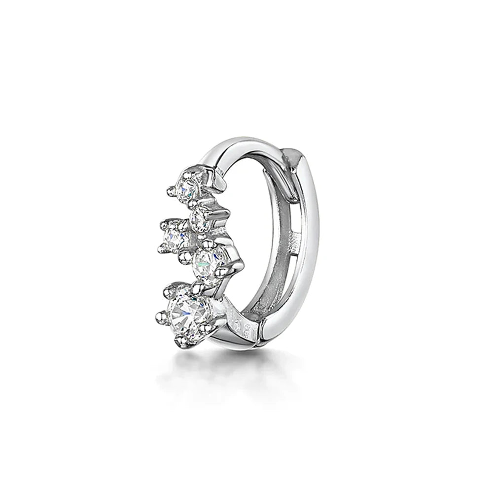 Piercing Aretes Earlobe Buckle 925 Sterling Silver White Zircon Cartilage Stud Earrings for Woman Girl Pendientes Mujer Jewerly