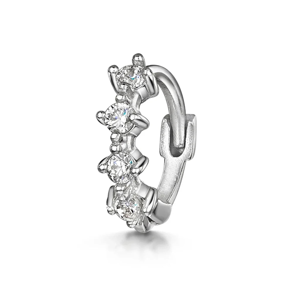 Piercing Aretes Earlobe Buckle 925 Sterling Silver White Zircon Cartilage Stud Earrings for Woman Girl Pendientes Mujer Jewerly