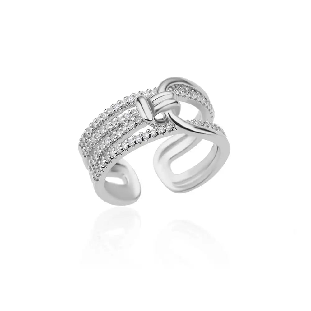 Blue Zircon Crown Rings for Women Stainless Steel Gold Color Adjustable Crown Ring 2025 Trend Design Female Wedding Jewerly Gift