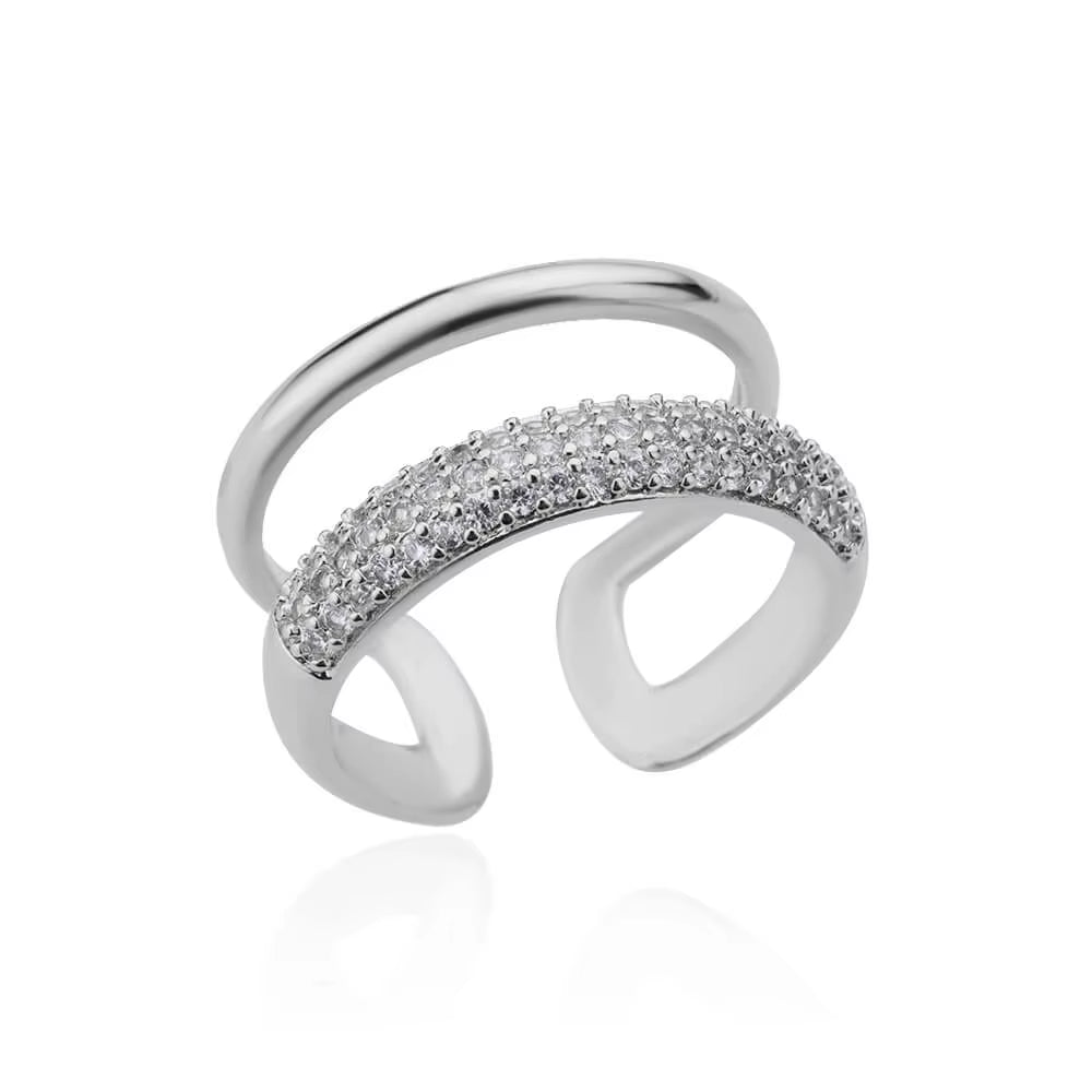Blue Zircon Crown Rings for Women Stainless Steel Gold Color Adjustable Crown Ring 2025 Trend Design Female Wedding Jewerly Gift