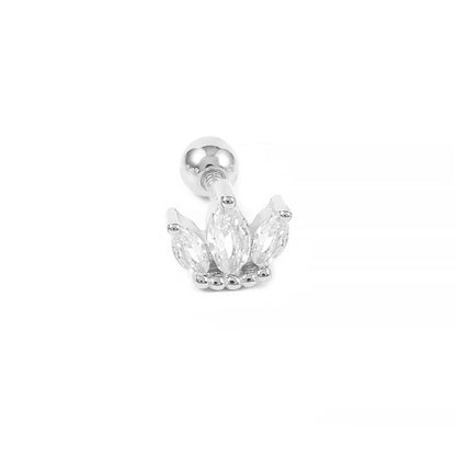 Piercing Aretes Earlobe Buckle 925 Sterling Silver White Zircon Cartilage Stud Earrings for Woman Girl Pendientes Mujer Jewerly