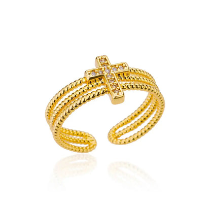 New in Zircon Cross Rings for Women Adjustable Stainless Steel Cross Ring Femme Design Luxury Wedding Jewerly Gift 2025 Anillos