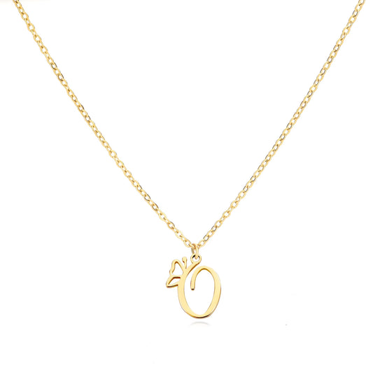 Tiny Initial Letter Necklace for Women Gold Color Stainless Steel Necklaces Name Alphabet Lucky Jewerly Vintage Accessories Gift