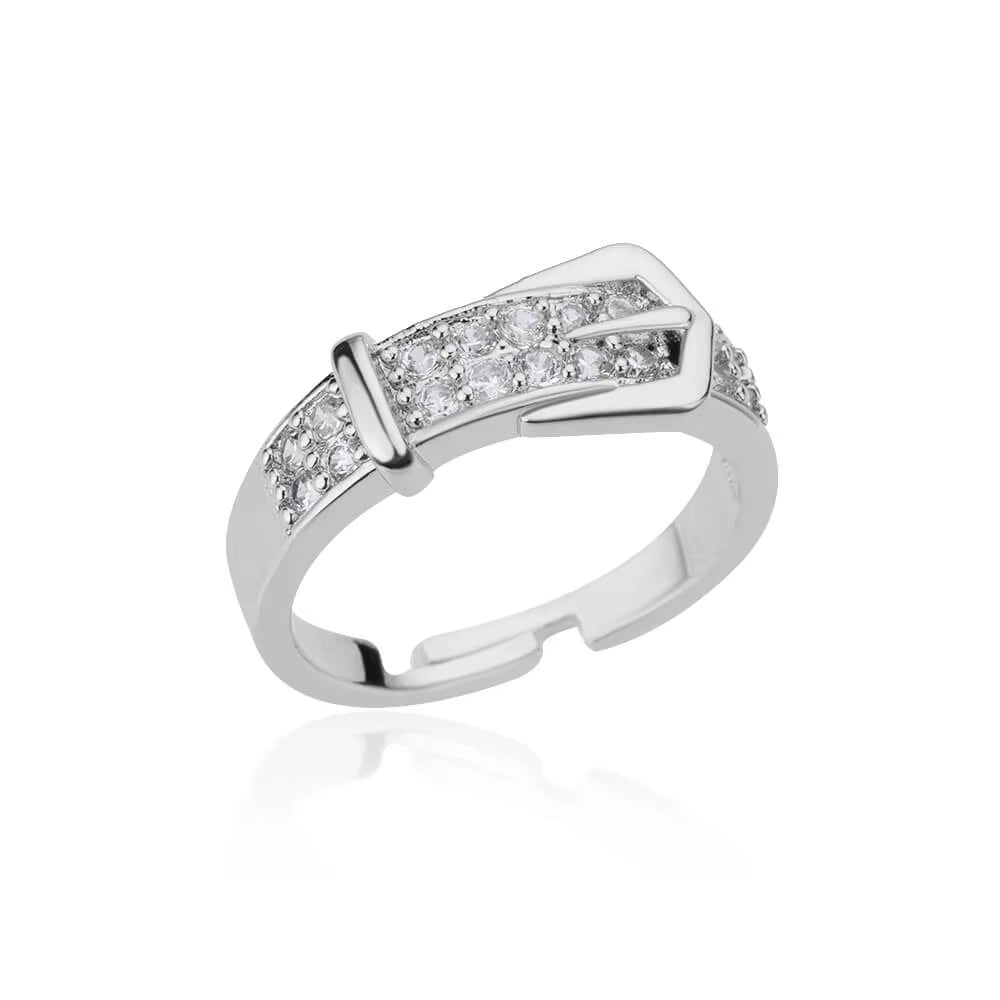 Blue Zircon Crown Rings for Women Stainless Steel Gold Color Adjustable Crown Ring 2025 Trend Design Female Wedding Jewerly Gift