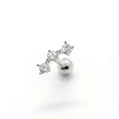 Piercing Aretes Earlobe Buckle 925 Sterling Silver White Zircon Cartilage Stud Earrings for Woman Girl Pendientes Mujer Jewerly