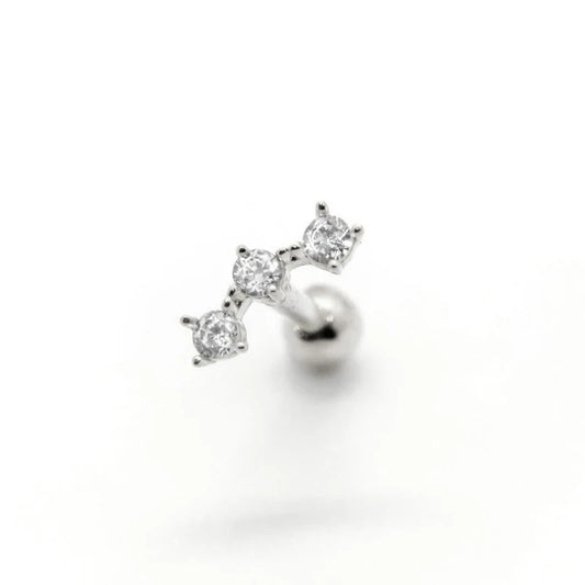 Piercing Aretes Earlobe Buckle 925 Sterling Silver White Zircon Cartilage Stud Earrings for Woman Girl Pendientes Mujer Jewerly