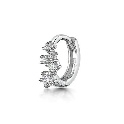 Piercing Aretes Earlobe Buckle 925 Sterling Silver White Zircon Cartilage Stud Earrings for Woman Girl Pendientes Mujer Jewerly